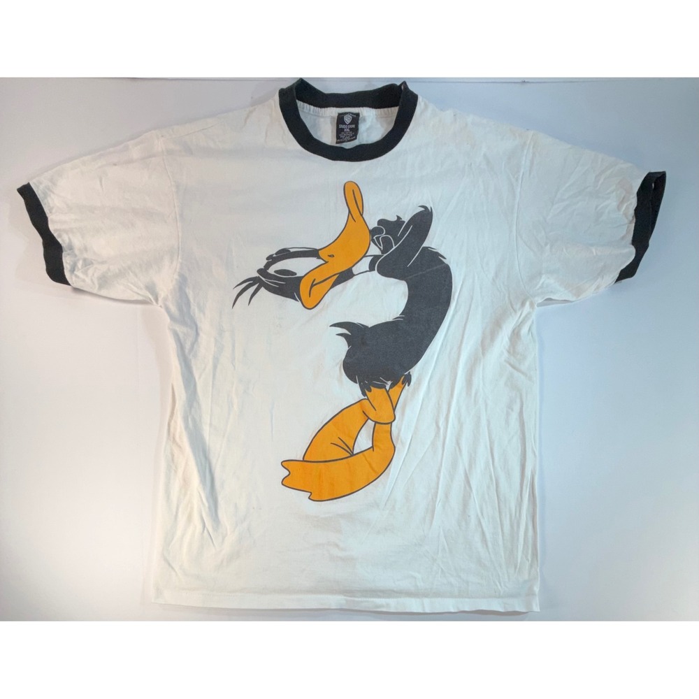 Vintage 1995 Warner Bros Studio Store Daffy Duck Ringer T-Shirt XXL Made in USA